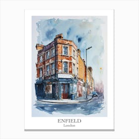 Enfield London Borough   Street Watercolour 3 Poster Canvas Print