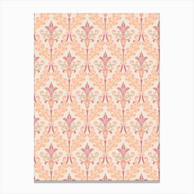 Enhanced Vintage Late Medieval Brocade Pattern Peach Fuzz Canvas Print