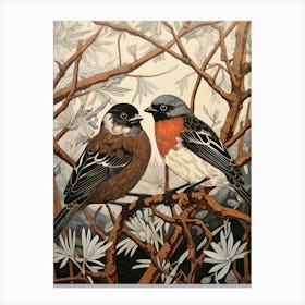Art Nouveau Birds Poster Sparrow 2 Canvas Print