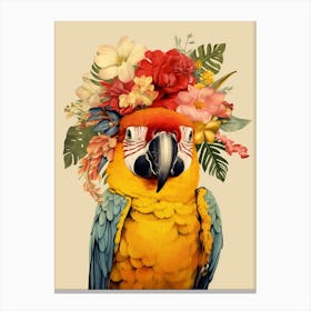 Bird With A Flower Crown Macaw 2 Canvas Print