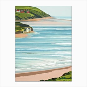 Filey Beach, North Yorkshire Contemporary Illustration   Canvas Print