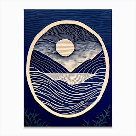 Water Symbol Waterscape Linocut 1 Canvas Print