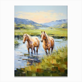 Horses Painting In County Kerry, Ireland 4 Canvas Print