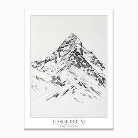 Gasherbrum I Pakistan China Line Drawing 4 Poster Canvas Print