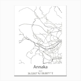 Annaka,Japan Minimalist Map Leinwandbild