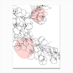 Cherry Blossoms Flower One Line Art Minimalist Illustration Canvas Print