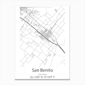 San Benito,United States Minimalist Map Stampe su tela