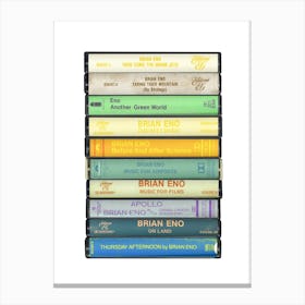 Brian Eno - Music Poster - Albums on Cassette Print Canvas Print