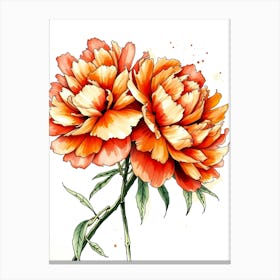 Watercolor Peonies 2 Canvas Print