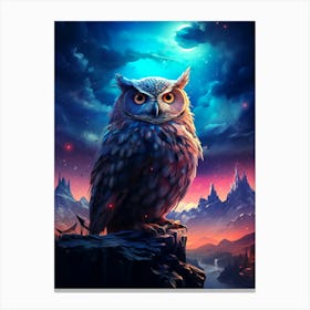 Owl In The Night Sky Canvas Print