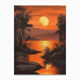 Sunset Over Water 2 Canvas Print