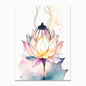 Lotus Flower Lantern Minimal Watercolour 1 Canvas Print