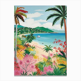 Half Moon Bay, Antigua, Matisse And Rousseau Style 1 Canvas Print