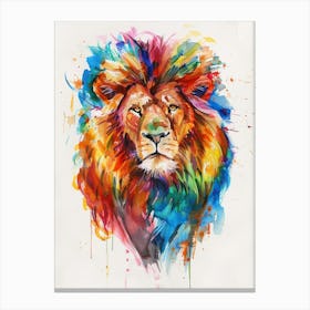 Lion Colourful Watercolour 4 Canvas Print