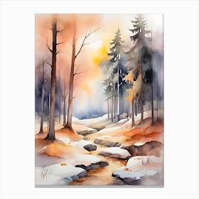 Watercolor Of A Forest . 1 Canvas Print