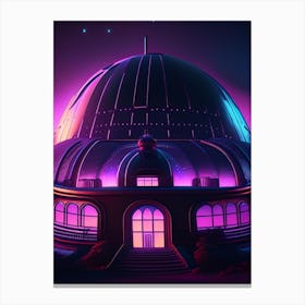Observatory Dome Neon Nights Space Canvas Print