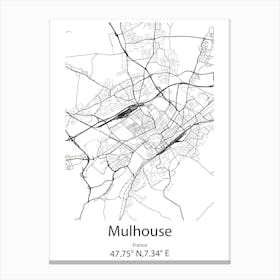 Mulhouse,France Minimalist Map Canvas Print