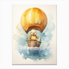 Duckling In A Hot Air Balloon Watercolour Canvas Print