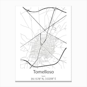 Tomelloso,Spain Minimalist Map Canvas Print