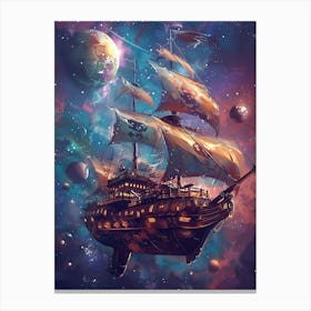 Fantasy Ship Floating in the Galaxy 18 Canvas Print