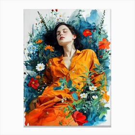 Girl In The Garden illustration Canvas Print