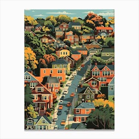 Forest Hills New York Colourful Silkscreen Illustration 4 Canvas Print