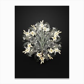 Vintage Narcissus Candidissimus Flower Wreath on Wrought Iron Black Canvas Print