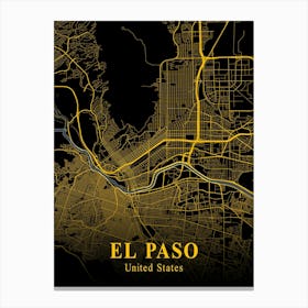 El Paso Gold City Map 1 Canvas Print