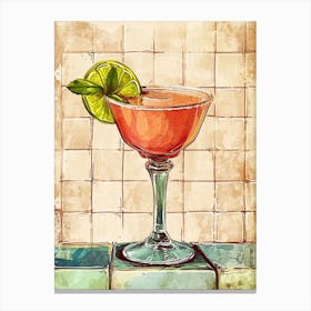 Daiquiri Cocktail Rustic Illustration Canvas Print