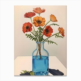 Poppy’s In A Blue Vase Canvas Print