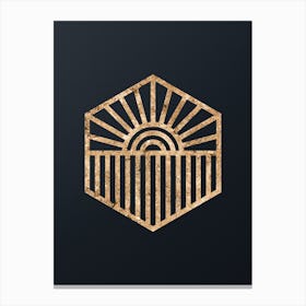 Abstract Geometric Gold Glyph on Dark Teal n.0440 Canvas Print