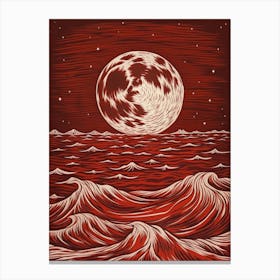 Moon and Ocean Waves 2 Canvas Print