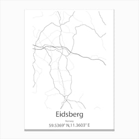 Eidsberg,Norway Minimalist Map Canvas Print