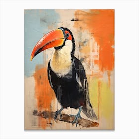 Toucan, Woodblock Animal Drawing 4 Canvas Print