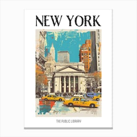 The New York Public Library New York Colourful Silkscreen Illustration 1 Poster Canvas Print