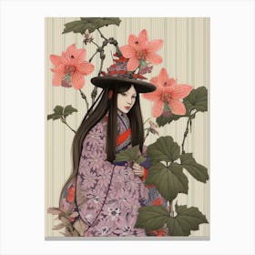 Katakuri Dogtooth Violet 2 Vintage Japanese Botanical And Geisha Canvas Print