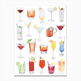 Cocktails Colourful Canvas Print