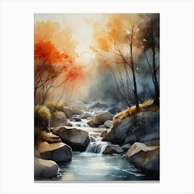 Watercolor Of A Stream 1 Canvas Print