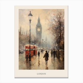 Vintage Winter Painting Poster London England 2 Canvas Print