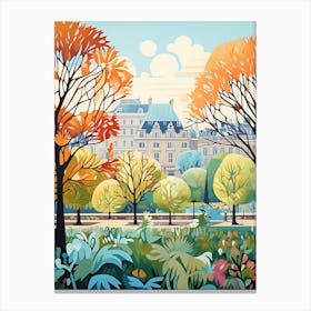 Luxembourg Gardens France Modern Illustration 3 Canvas Print