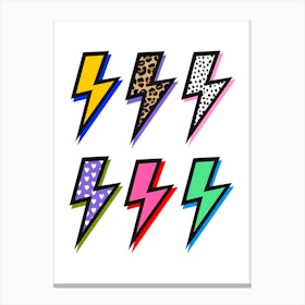 Lightning Bolts Collection Multi Pattern Canvas Print