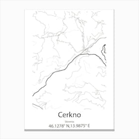 Cerkno,Slovenia Minimalist Map Canvas Print