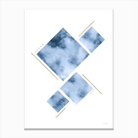 Puzzle In Blue Gold And Silver Canvas Print