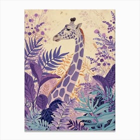 Giraffe In The Leaves Watercolour Inspired 1 Canvas Print