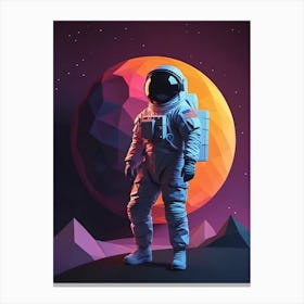 Low Poly Astronaut Minimalist Sunset (42) Canvas Print
