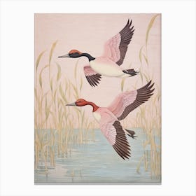 Vintage Japanese Inspired Bird Print Canvasback 2 Canvas Print