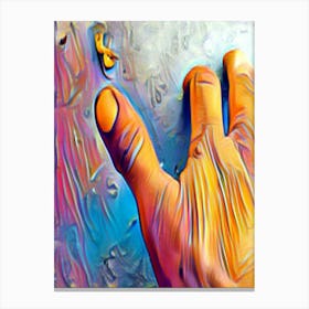 Hand Reaching For A Rock Canvas Print