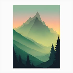 Misty Mountains Vertical Composition In Green Tone 44 Canvas Print