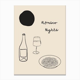 Alfresco Nights Poster B&W Canvas Print