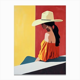 Mexican Woman In Hat Canvas Print